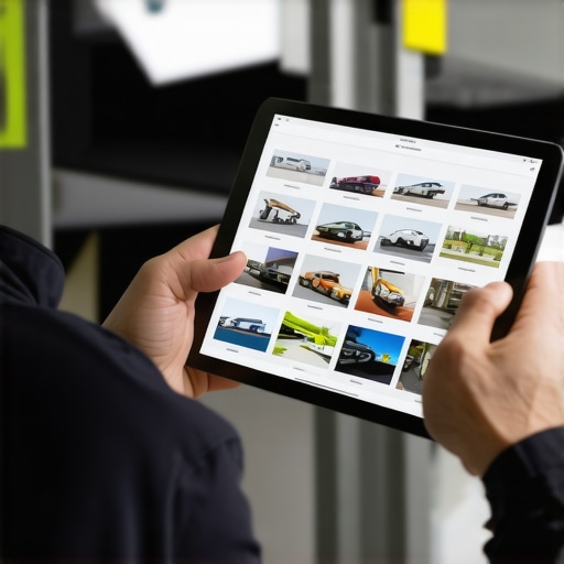 Service technician displaying project images on a tablet to enhance credibility in local search rankings.