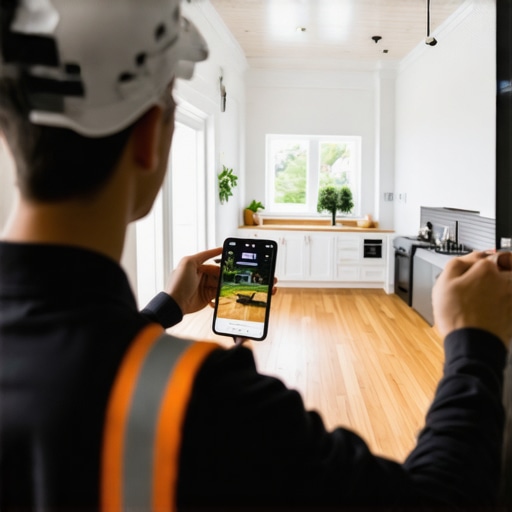 Contractor demonstrating a home remodel using AR glasses
