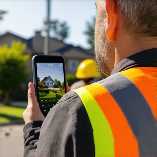 Contractor filming a neighborhood project for local SEO