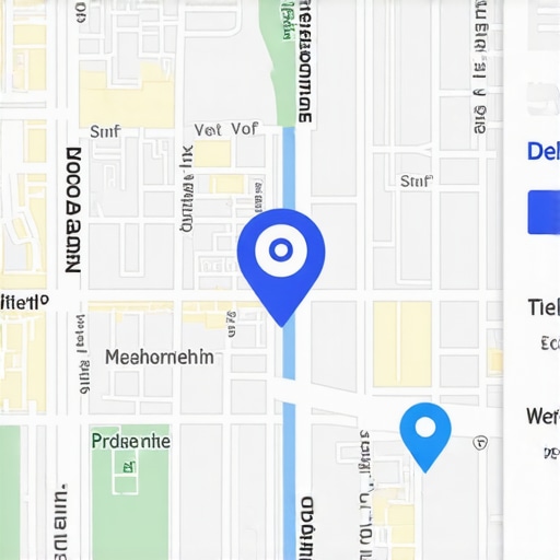 Map interface highlighting local plumber with community and engagement indicators.