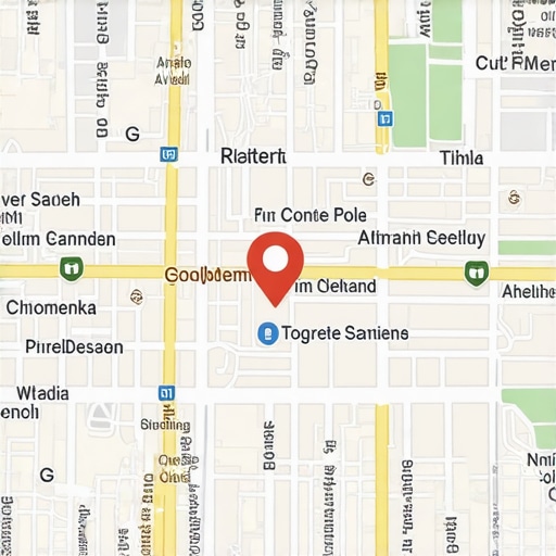 A detailed digital map showing optimized local business listings with real-time engagement metrics