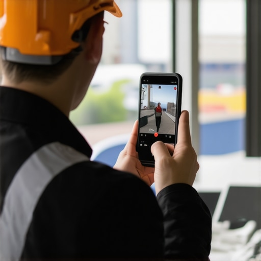 Contractor recording a job site video with smartphone to improve Google Maps ranking