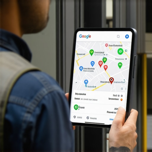 Contractor updating Google Maps with live photos and local landmarks.