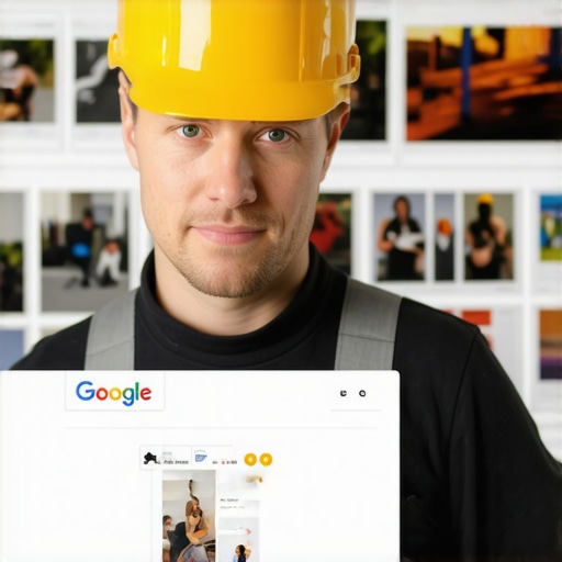 Contractor uploading photos and managing reviews on GMB profile.