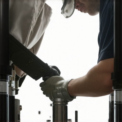 A professional plumber fixing a pipe in a customer's kitchen, demonstrating expertise and reliability.