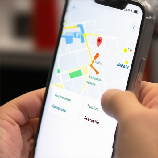 Technician verifying a local service business profile on a smartphone with GPS data