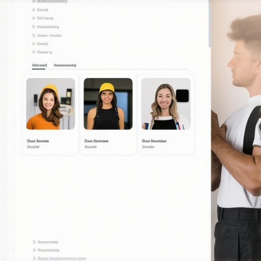 Contractor optimizing Google My Business profile with fresh images and accurate information.