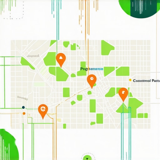 Infographic depicting spatial data analysis for local service zone optimization.
