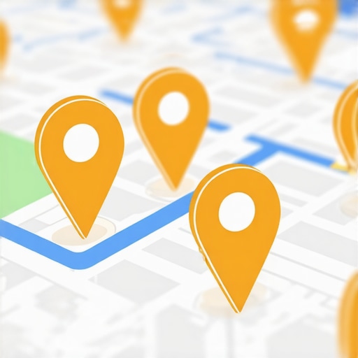 Digital map showing local business locations with SEO data overlay