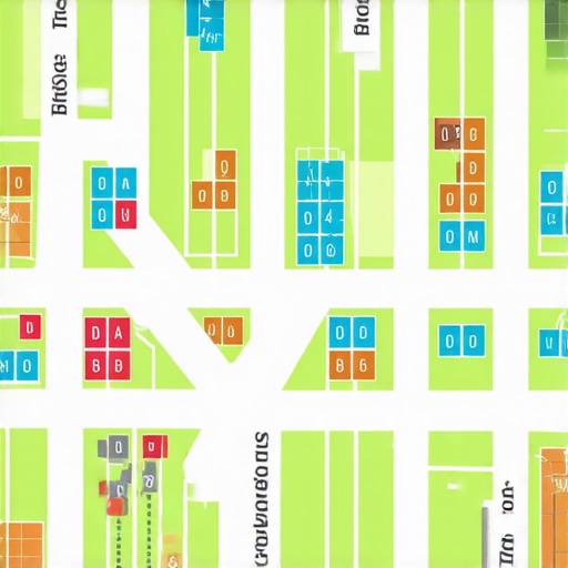 Illustration of a map highlighting local neighborhoods with icons representing community activities and businesses
