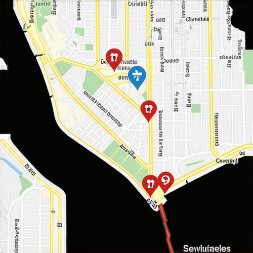 A digital map showcasing targeted neighborhoods with local business markers and analytical overlays.
