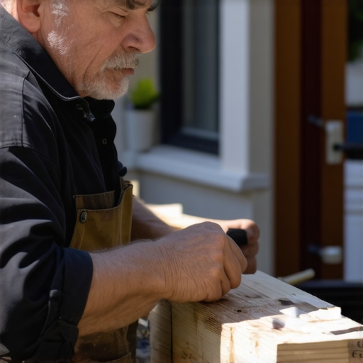 Trade professional showcasing work in neighborhood