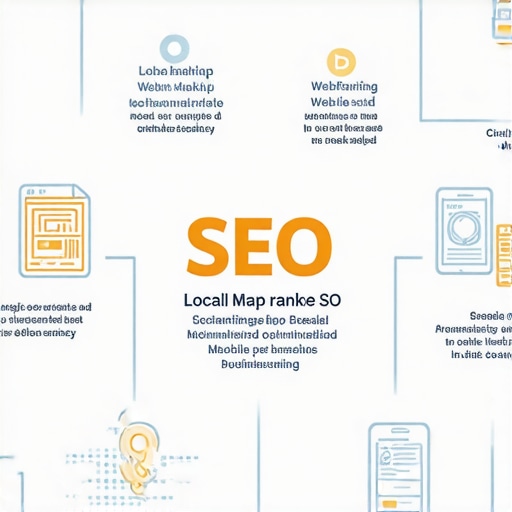 Infographic showing key technical SEO factors influencing local map rankings, such as schema markup, site speed, and citation consistency.