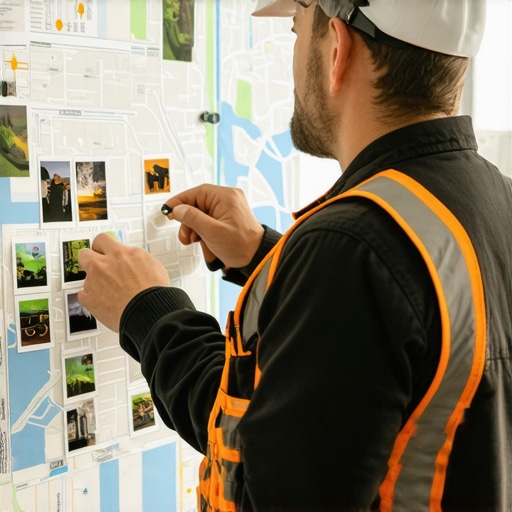 Tradesperson uploading real-time project photos to local map profile.